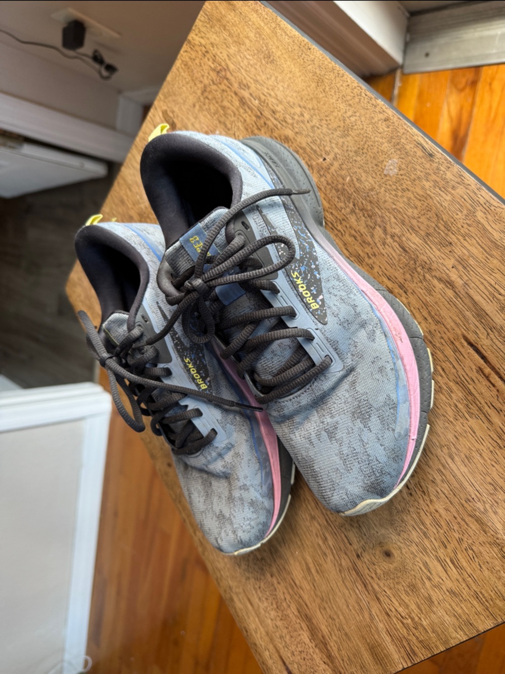Brooks Ghost 15 Women's Running Shoes in Light Blue with Pink and Black Accents
